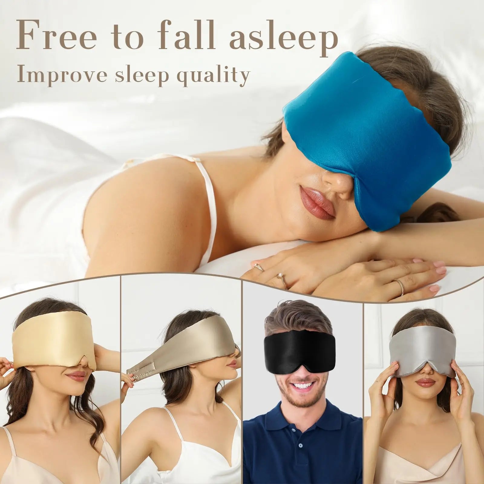 Masque de sommeil en soie réglable